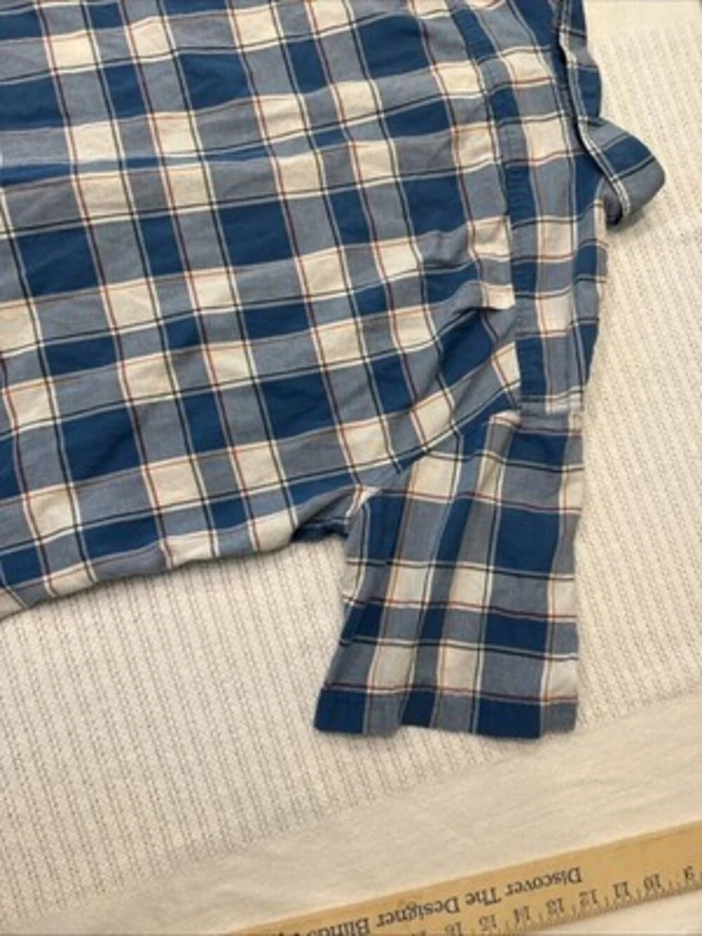 Eddie Bauer Shirt Men XL Blue Orange Check Short Sleeve Button Up